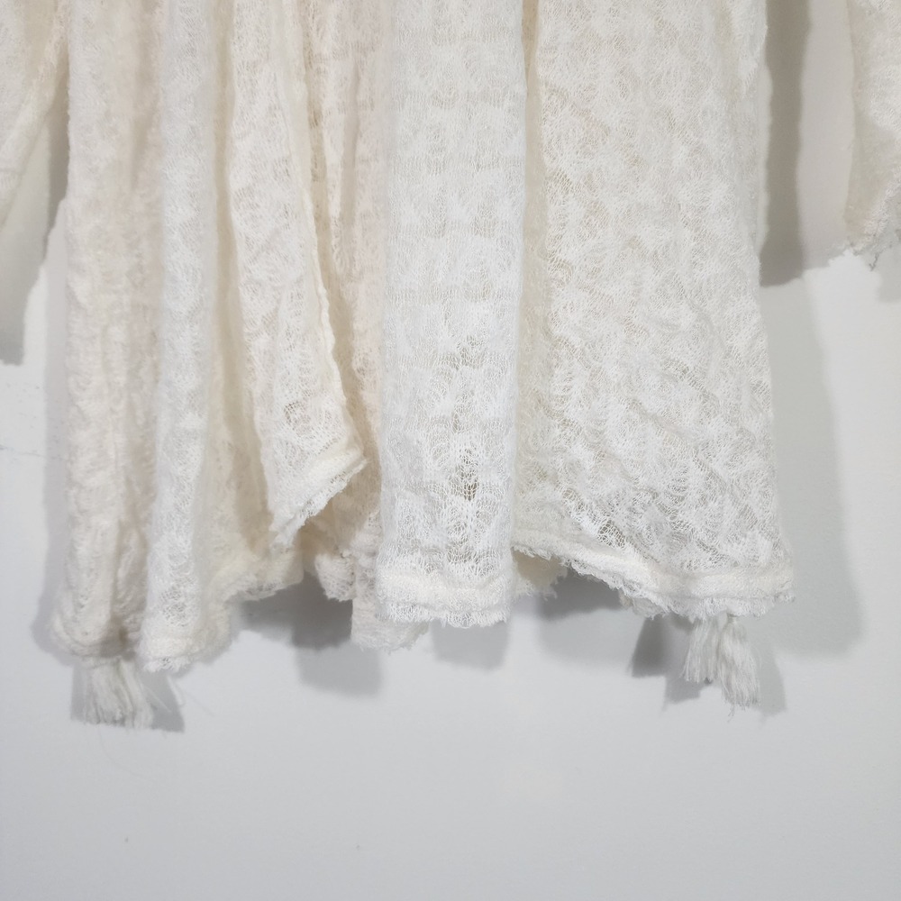 Free People Snug Bug Dress XS Ivory Lace Faux Wrap Tassel Boho ethereal fairy - Picture 3 of 10